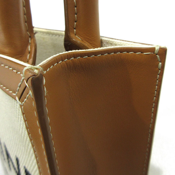 Celine Vertical Cabas Canvas Tote Shoulder Bag Beige Tan White - Picture 10 of 11